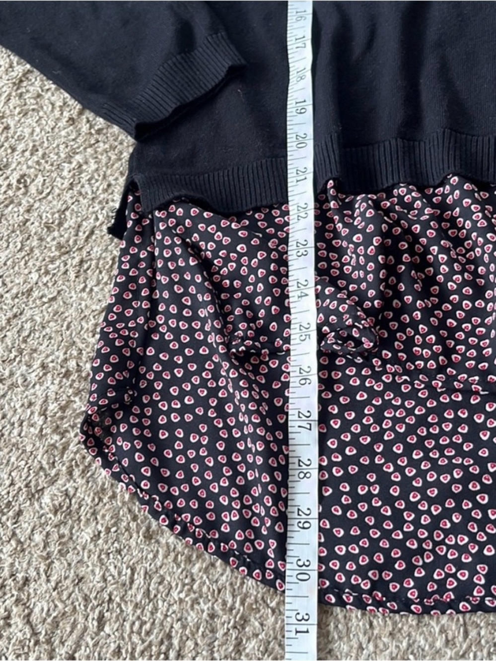 Black Layered-Look twofer Sweater-Blouse Combo Top - Picture 8 of 8
